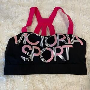 VICTORIA'S SECRET SPORT Bra Women's Sz S Black/hot Pink Subliminal Athletic